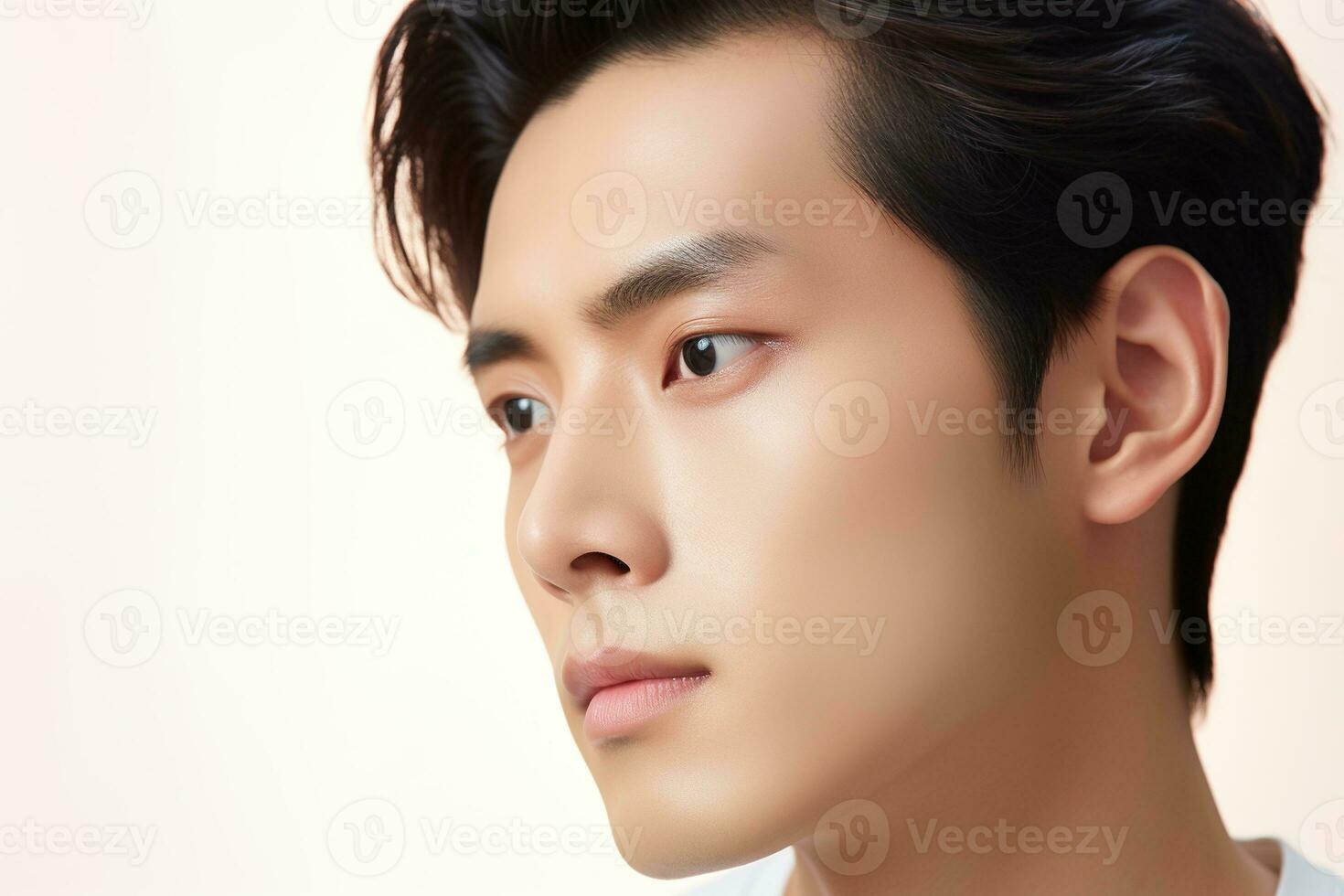 Portrait of handsome young asian man with clean skin, studio shot AI generated photo