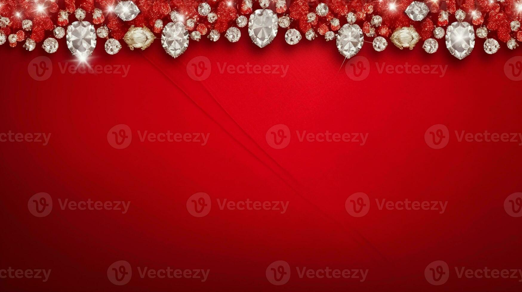 space for text on red textured background surrounded by decorative diamonds from top view, background image, AI generated photo