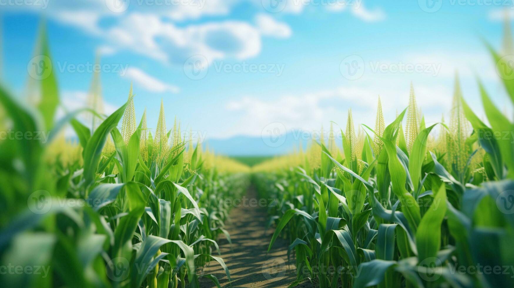 space for text on realistic corn field background, background image, AI generated photo