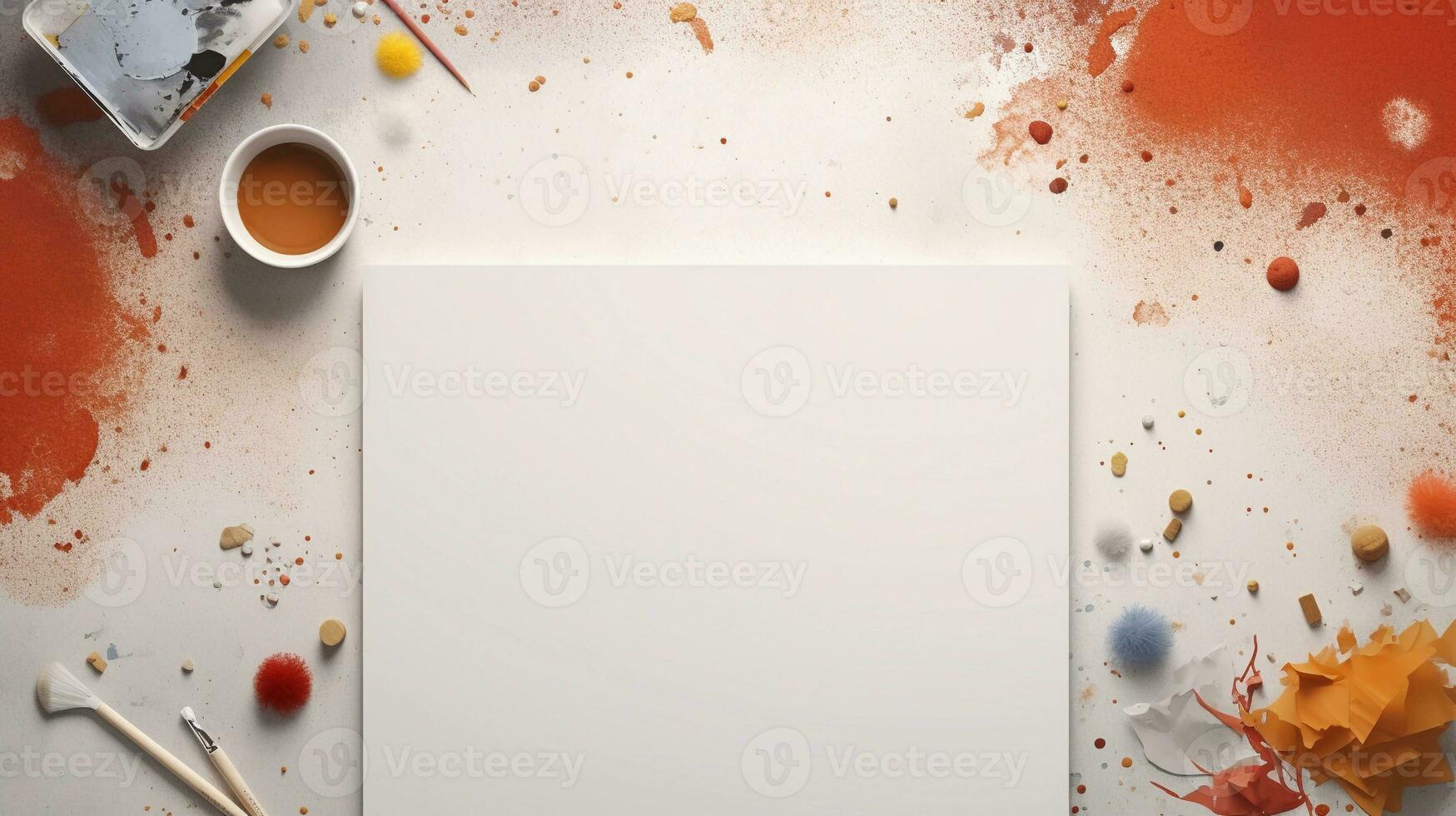 space for text on textured background surrounded by stationaries from top view, background image, AI generated photo