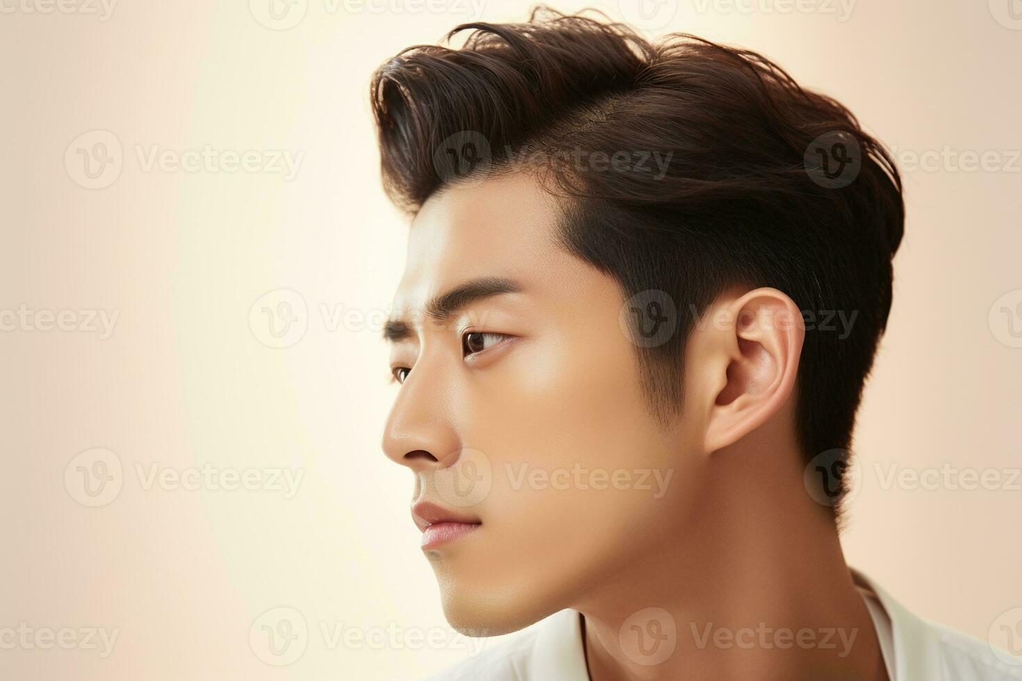 Portrait of handsome young asian man with clean skin, studio shot AI generated photo