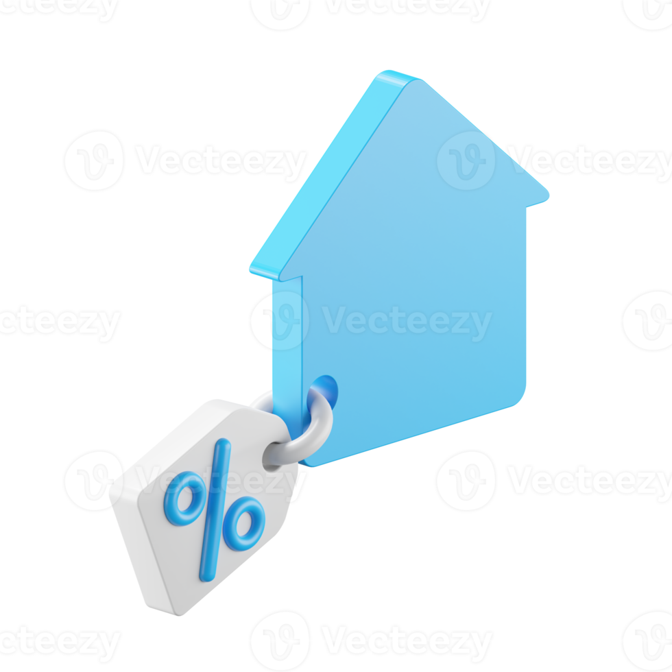 3d icon rendering of house and price tag isolated background. png