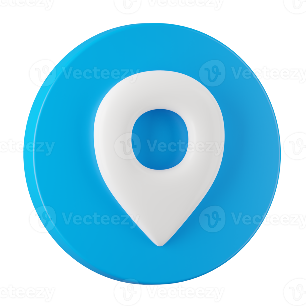 3d render of location pin button icon. png