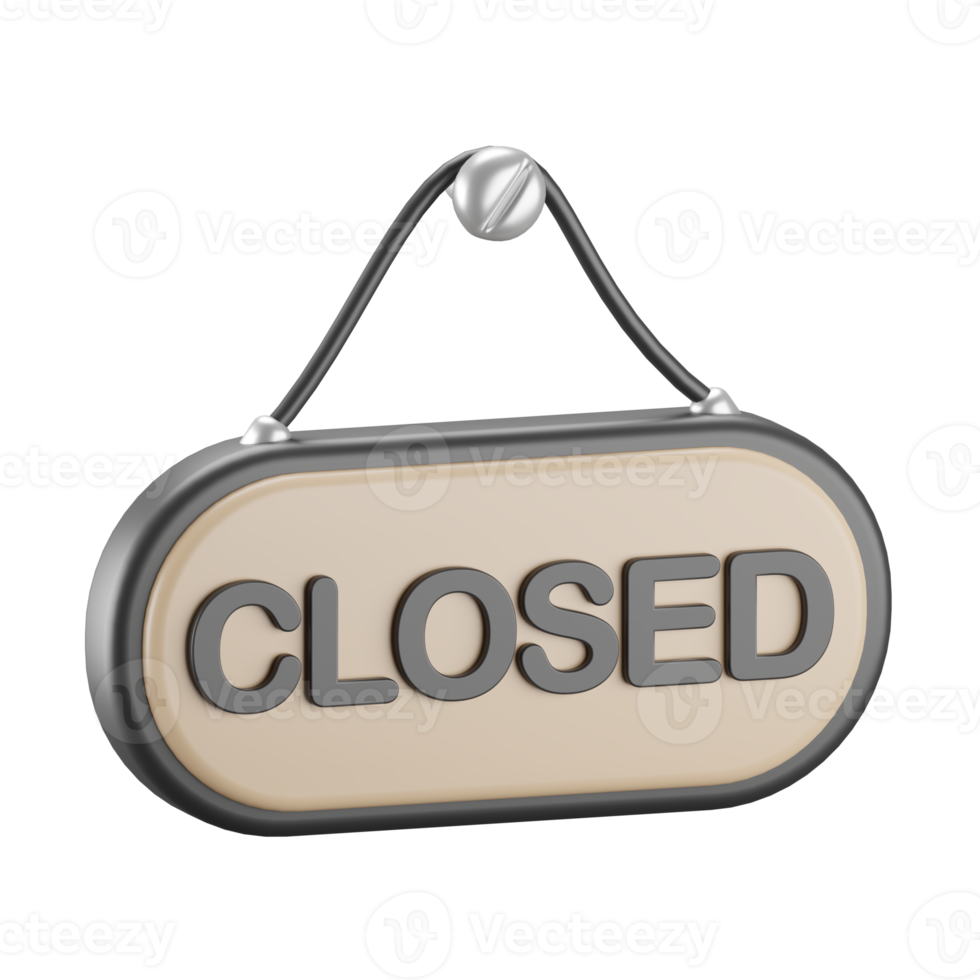 3d icon of coffee shop closed sign. png