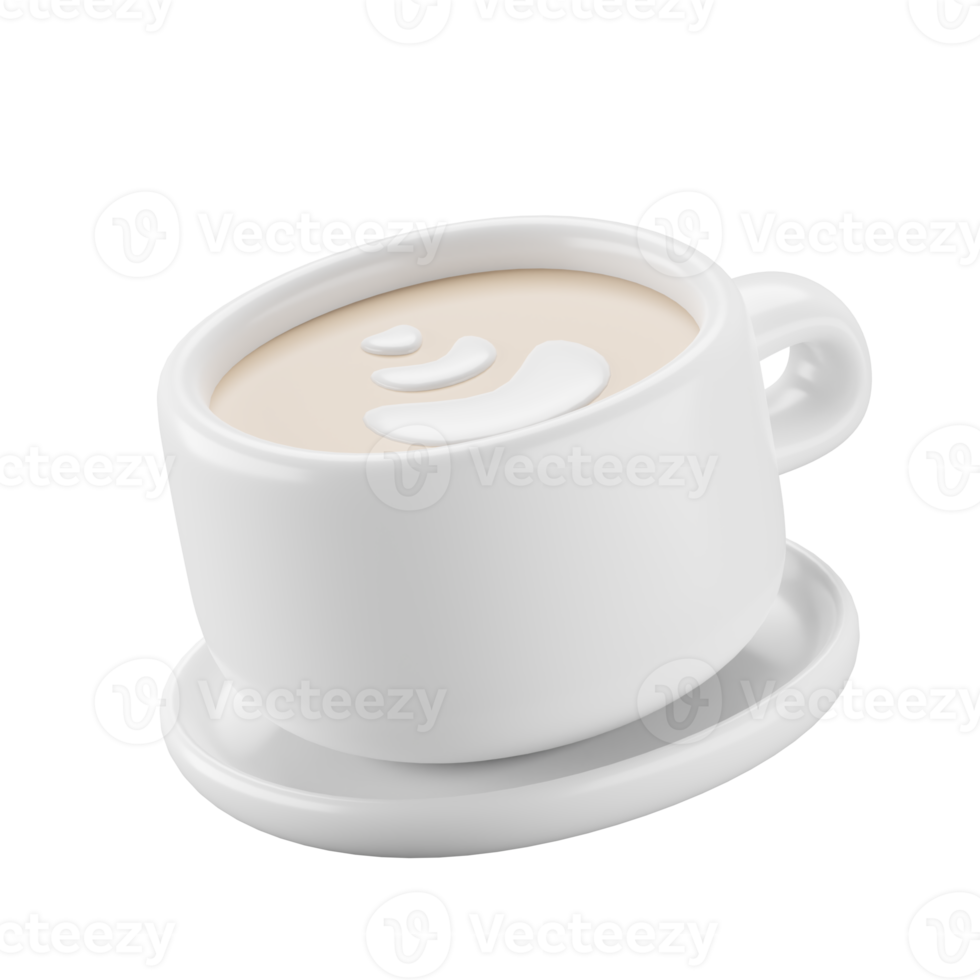 3d icon of a cup of cappuccino coffee. png