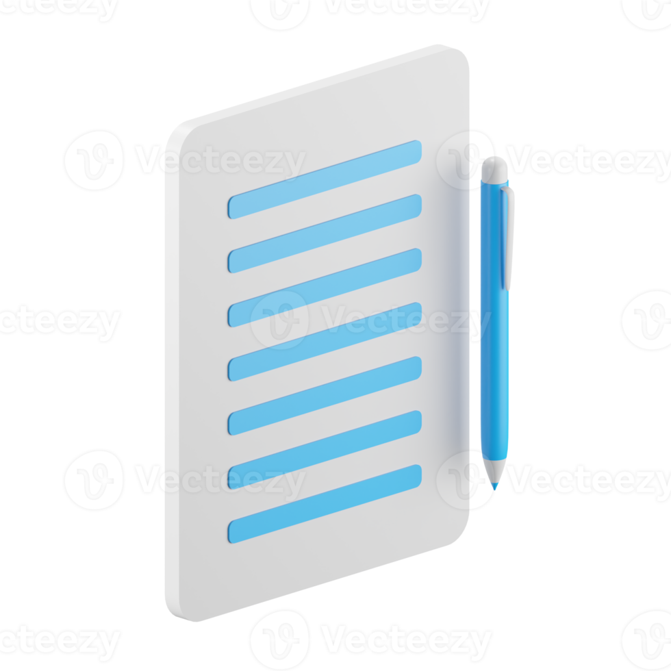 3d icon rendering of agreement paper, contract, document isolated background. png