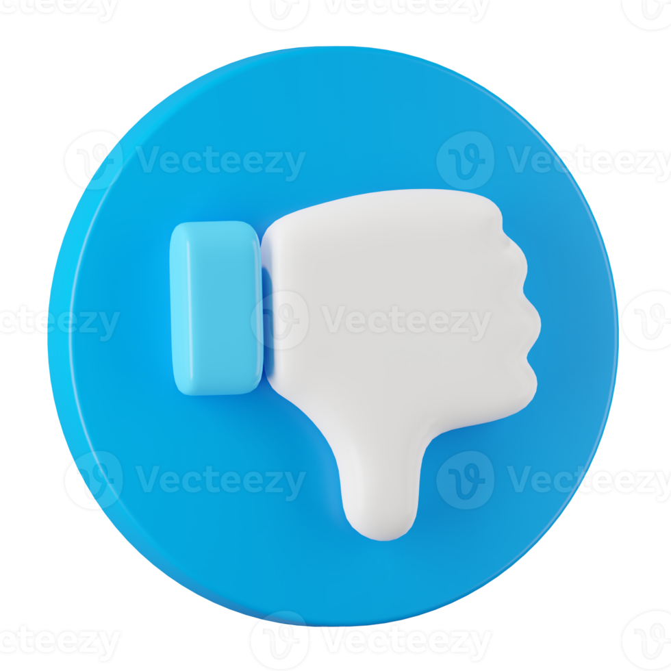 3d render of blue dislike icon in circle button, Social media concept. png