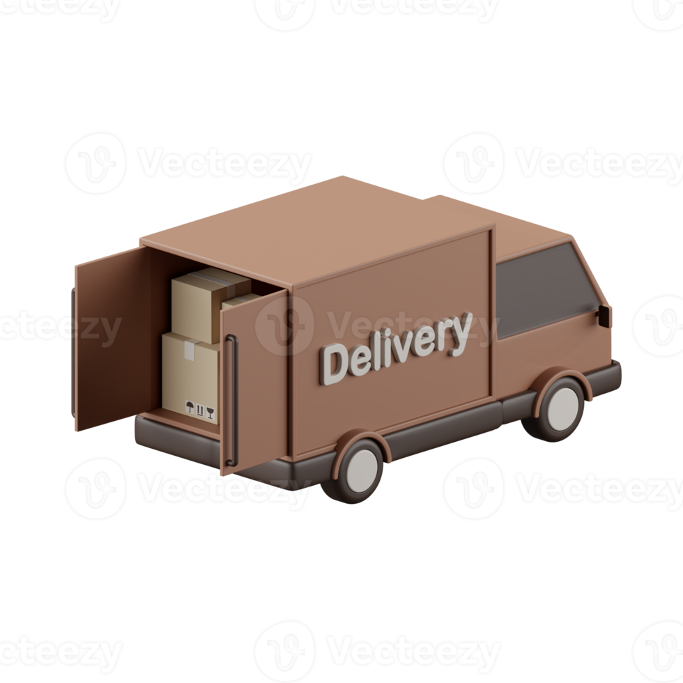 3d render of delivery truck with parcel boxes. png