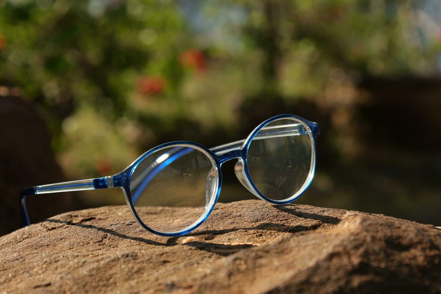 Closeup of a glasses on blur background photo