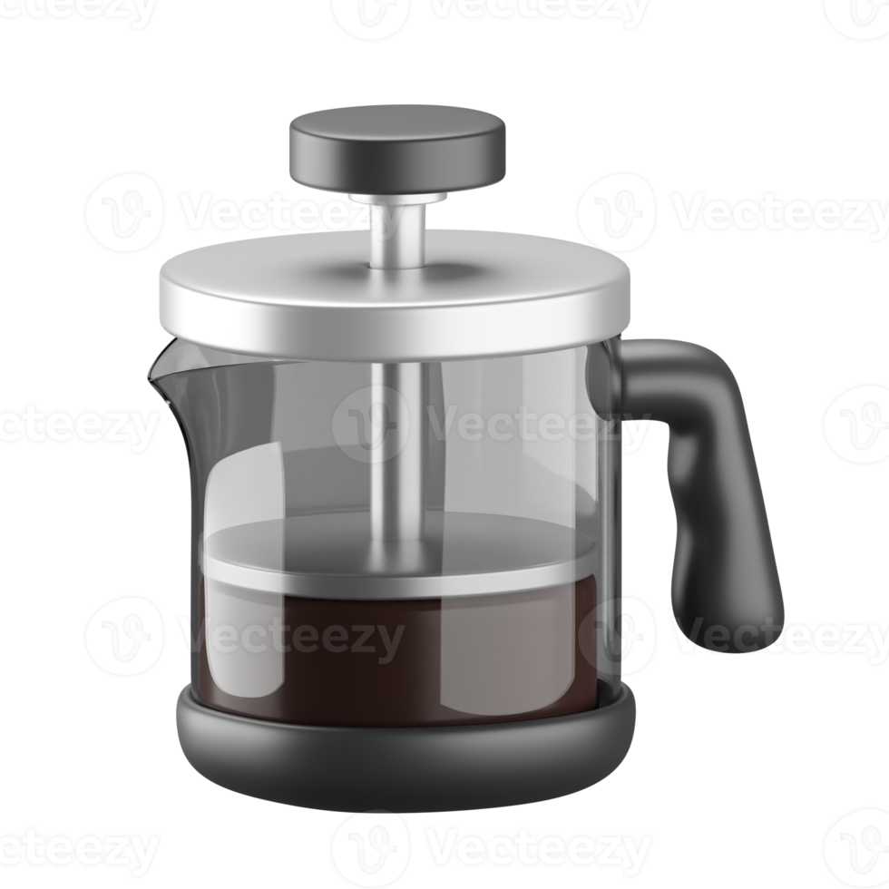 3d icon of French press, coffee maker. png