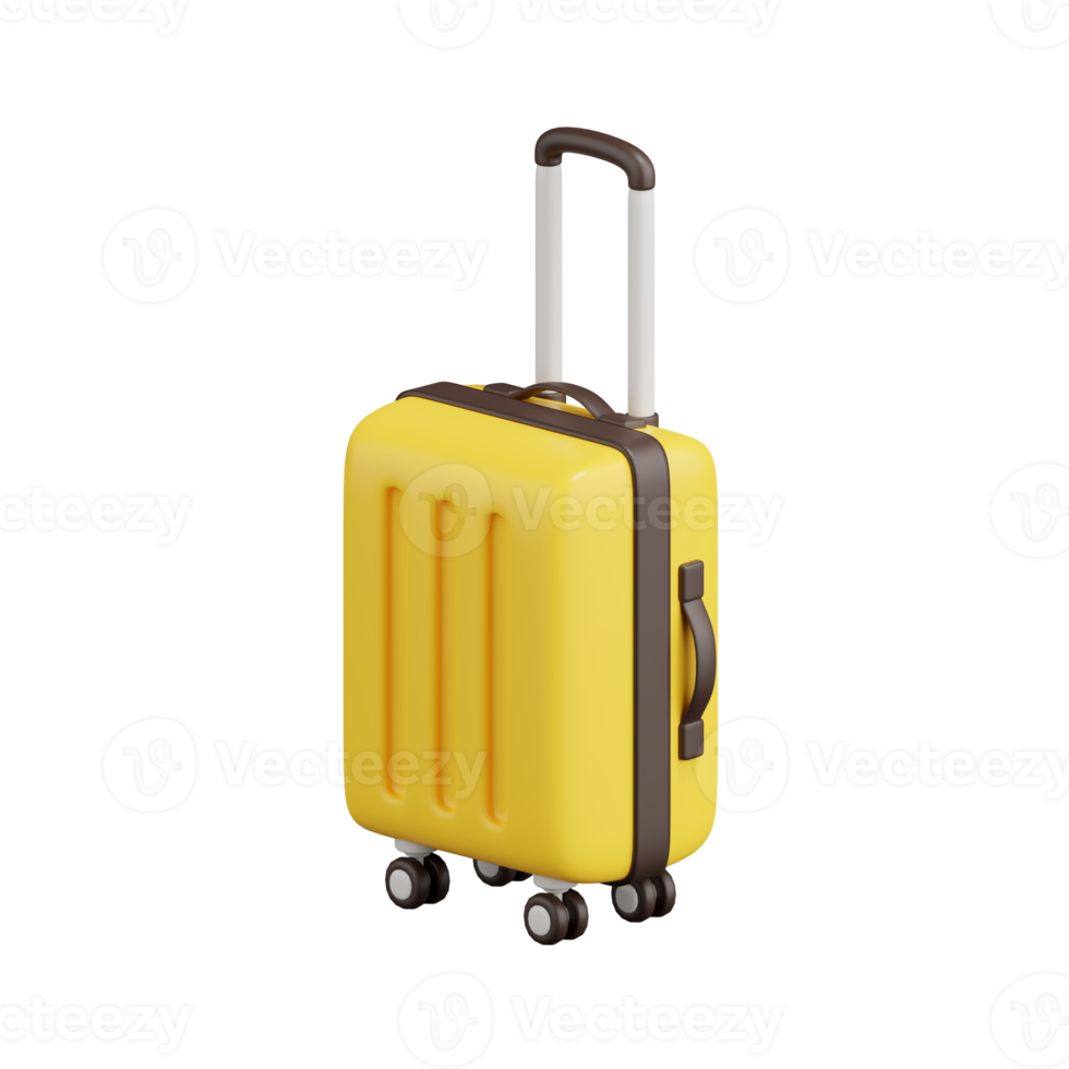 3d render of yellow travel suitcase. png