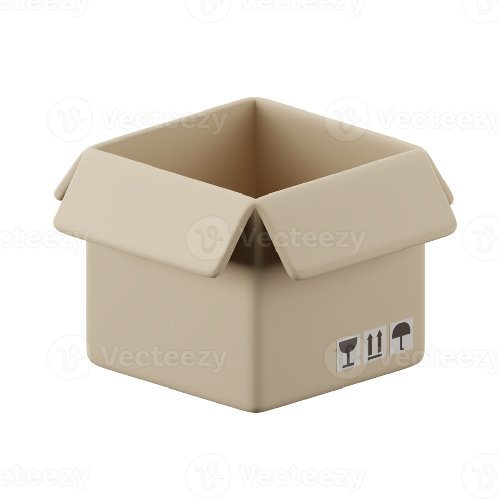 3d render of open parcel delivery box. png