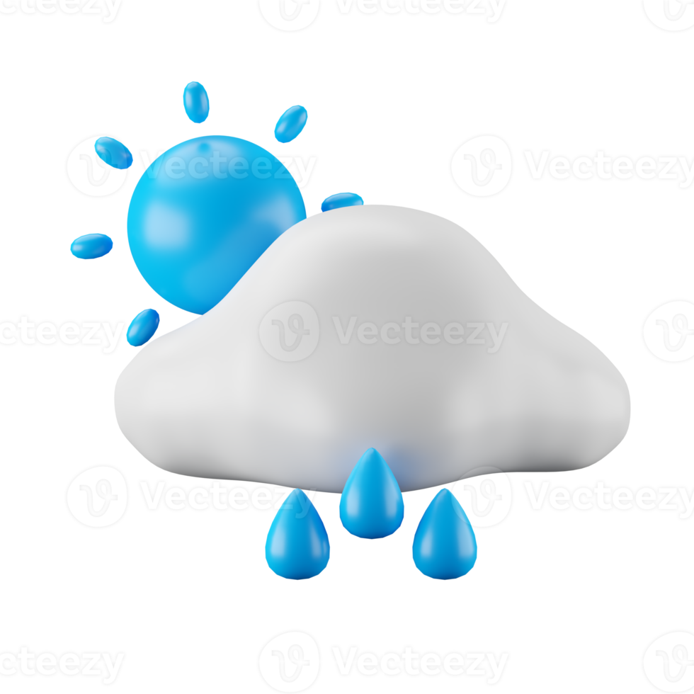 3d ícone Renderização do chuvoso dia, clima previsão. png