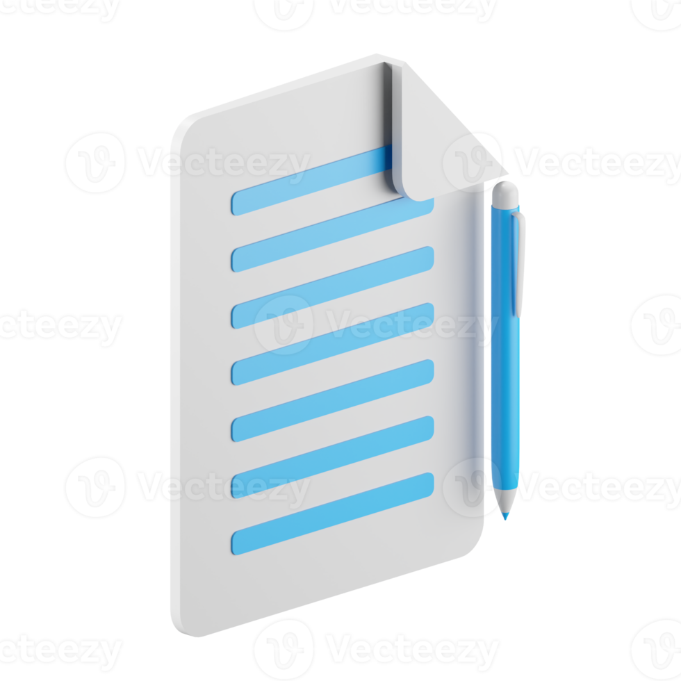 3d icon rendering of agreement paper, contract, document isolated background. png