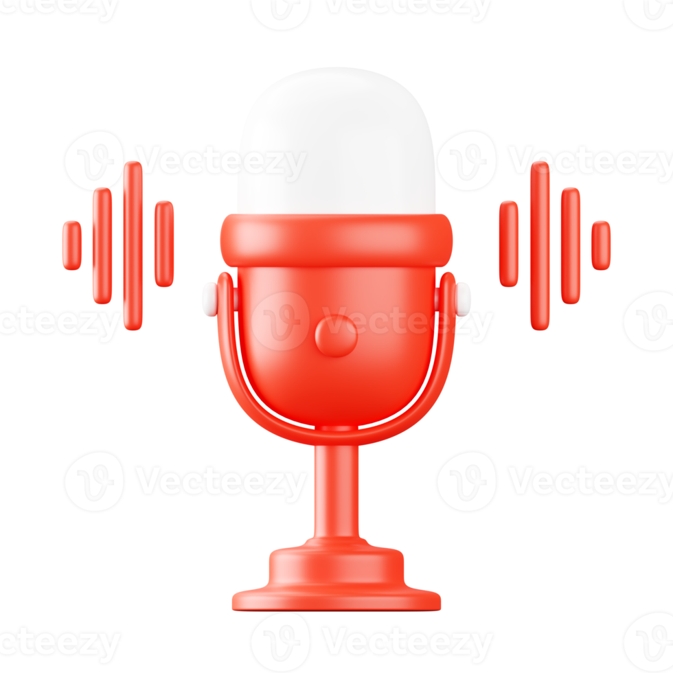 3d rendering of podcast microphone icon. png