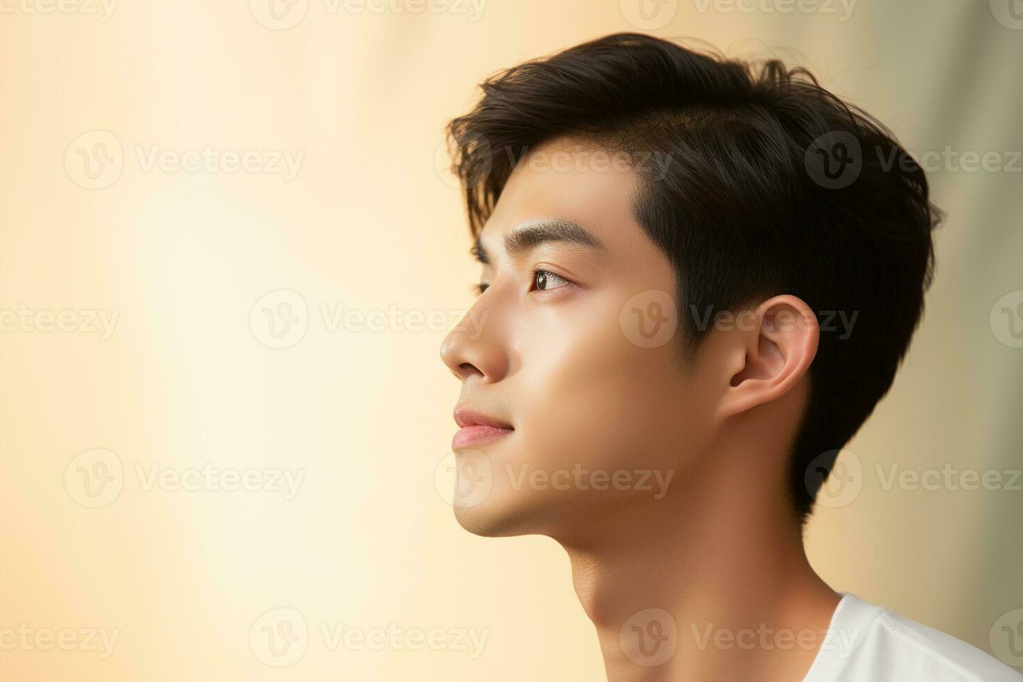 Portrait of handsome young asian man with clean skin, studio shot AI generated photo