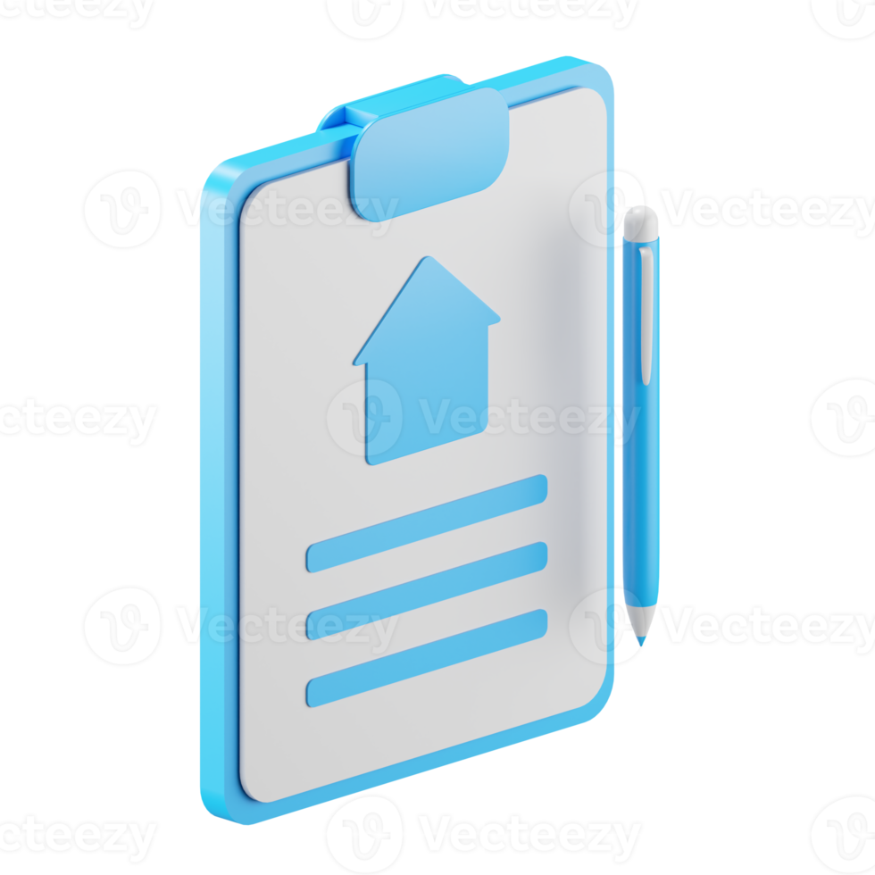 3d icon rendering of agreement paper, contract, document isolated background. png