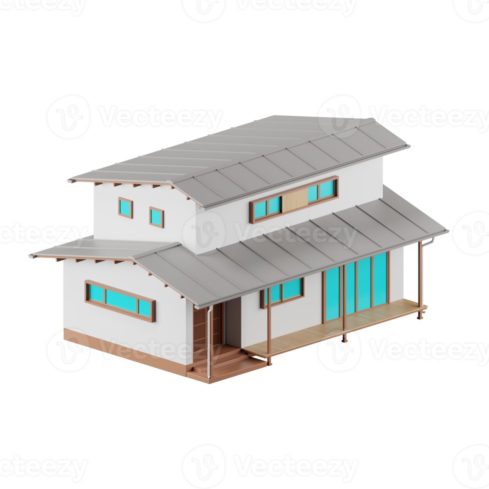 3d render of modern Japanese house. png