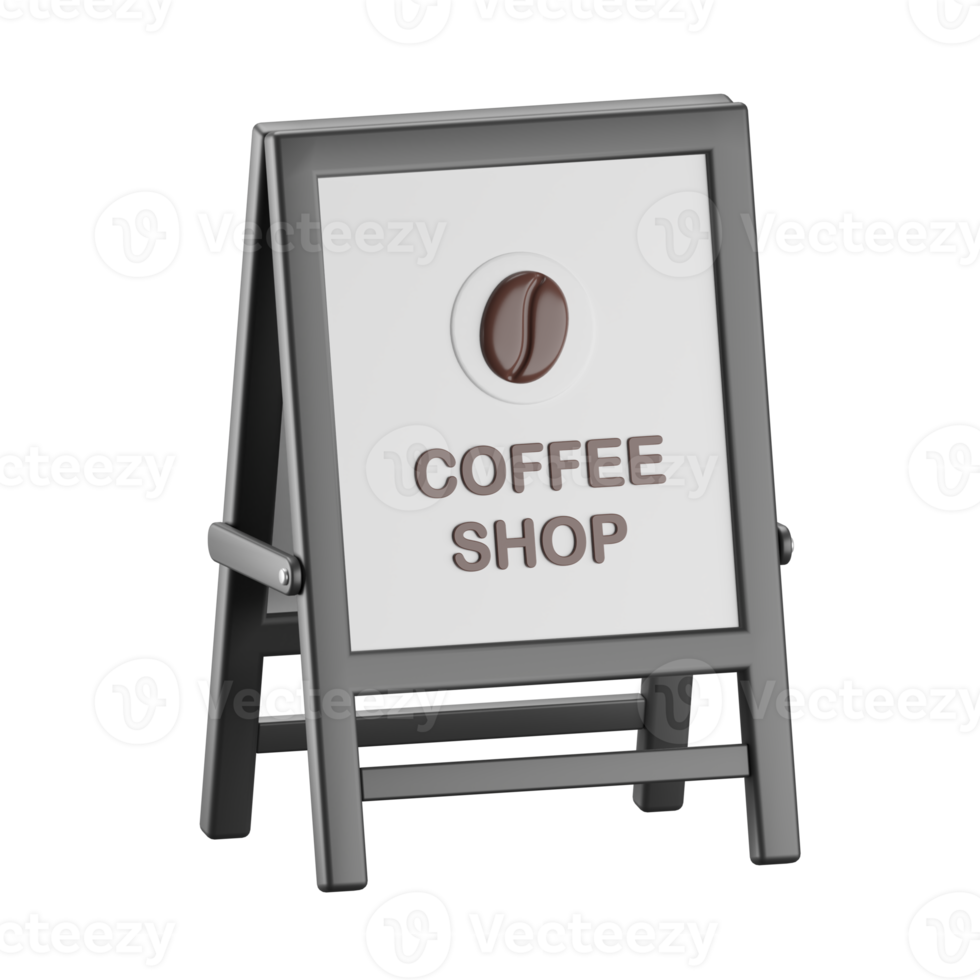 3d icon of coffee shop sign board. png