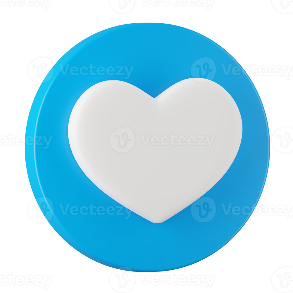 3d render of heart icon in circle button, Social media concept. png