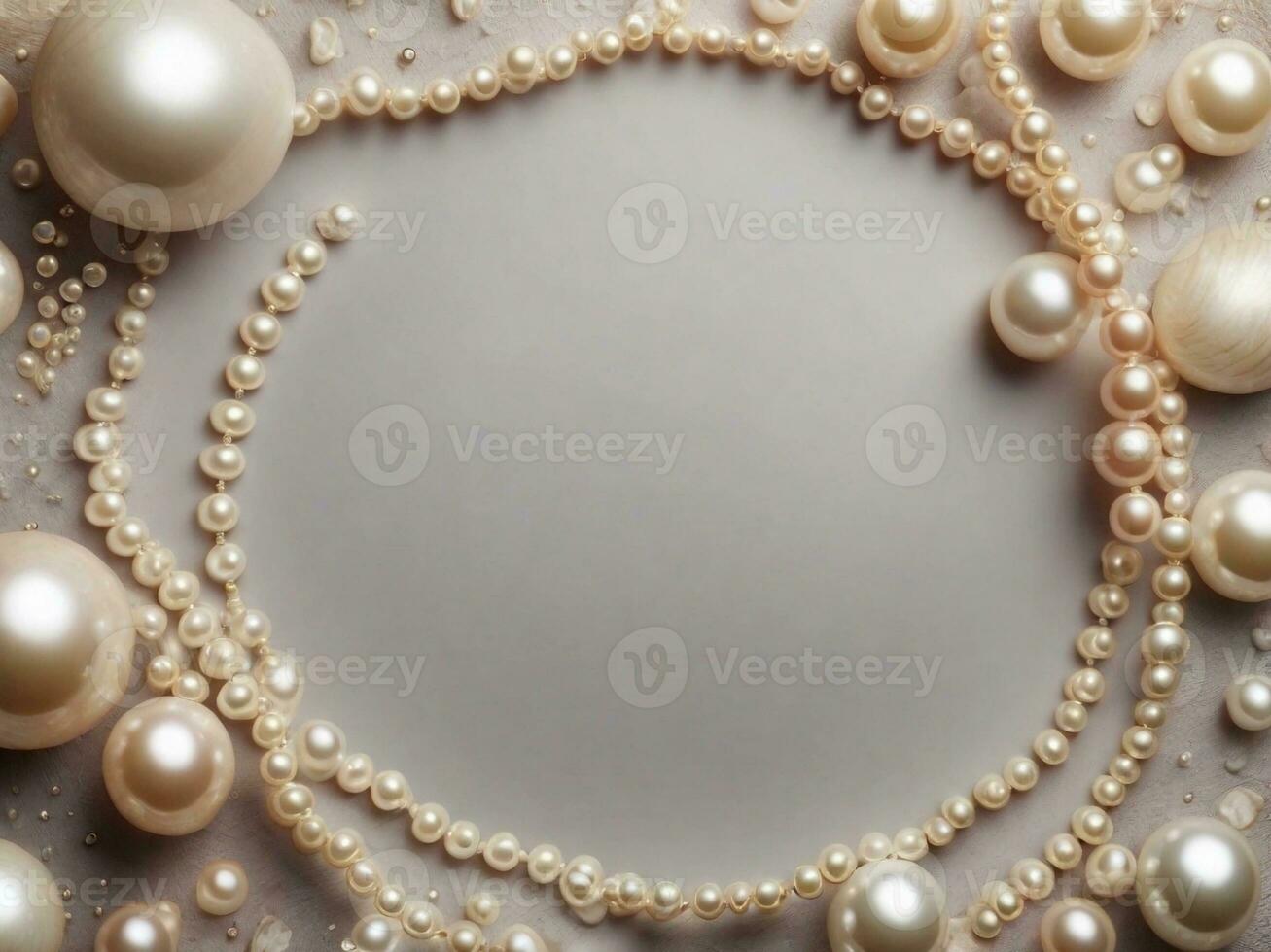 Textured background surrounded by beautiful pearls, background image, generative AI photo