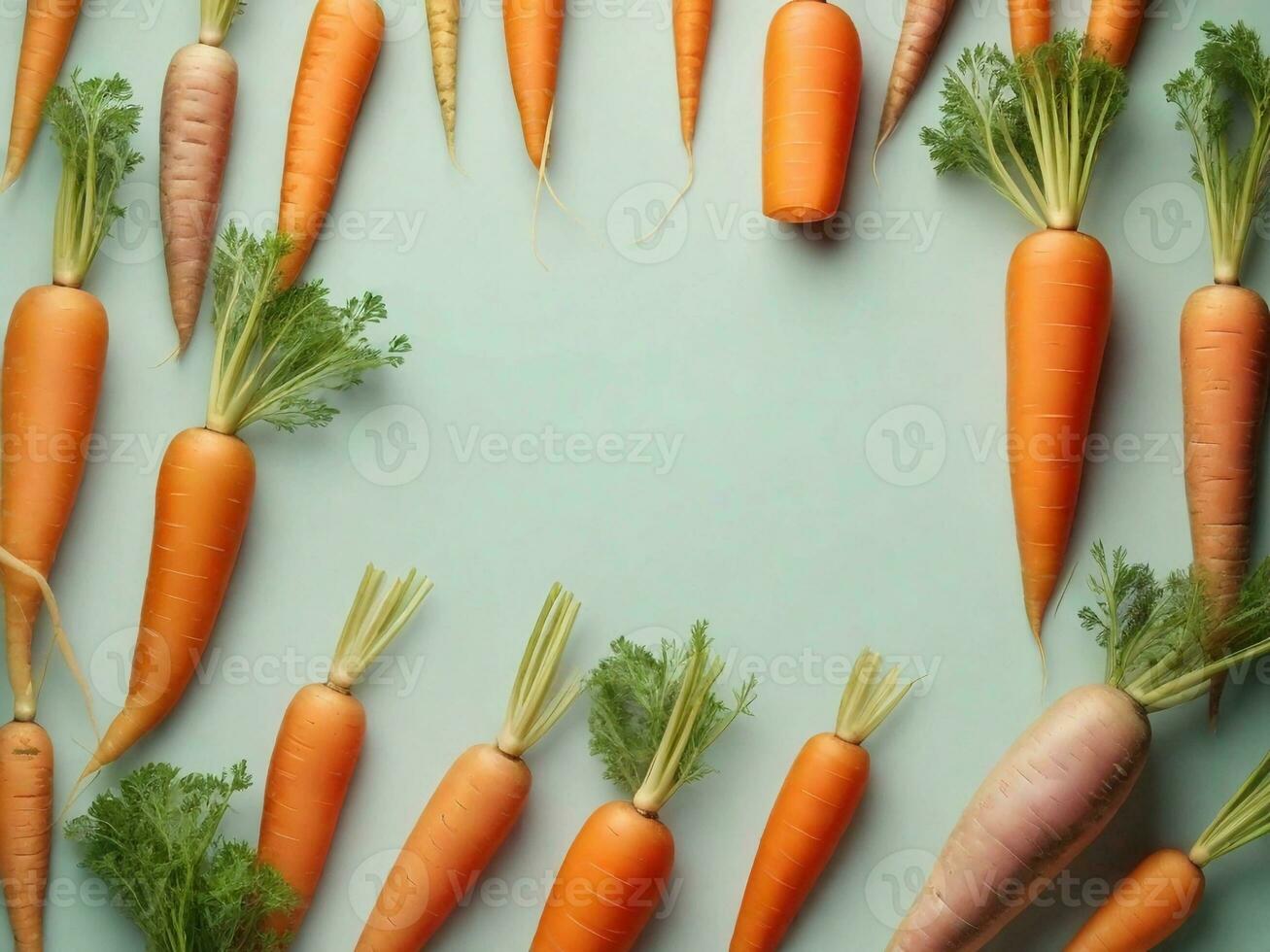 Carrots against pastel background with space for text, background image, generative AI photo
