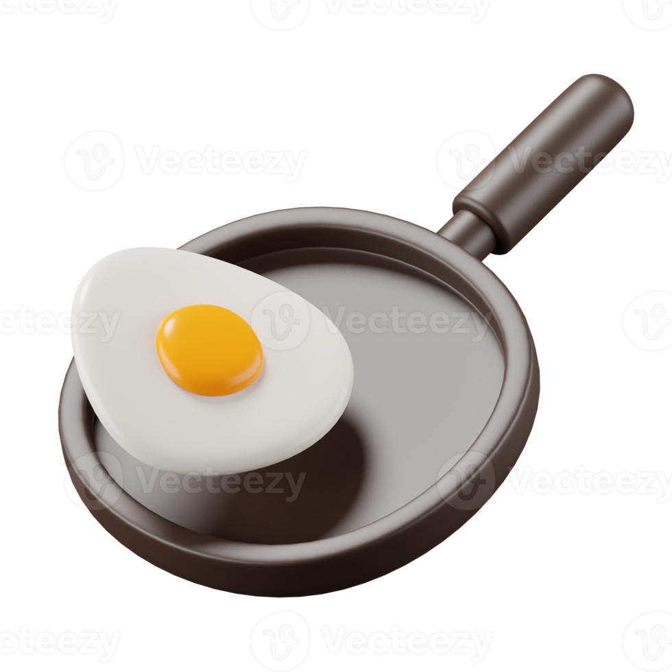 3d render of a fried egg on a frying pan. png