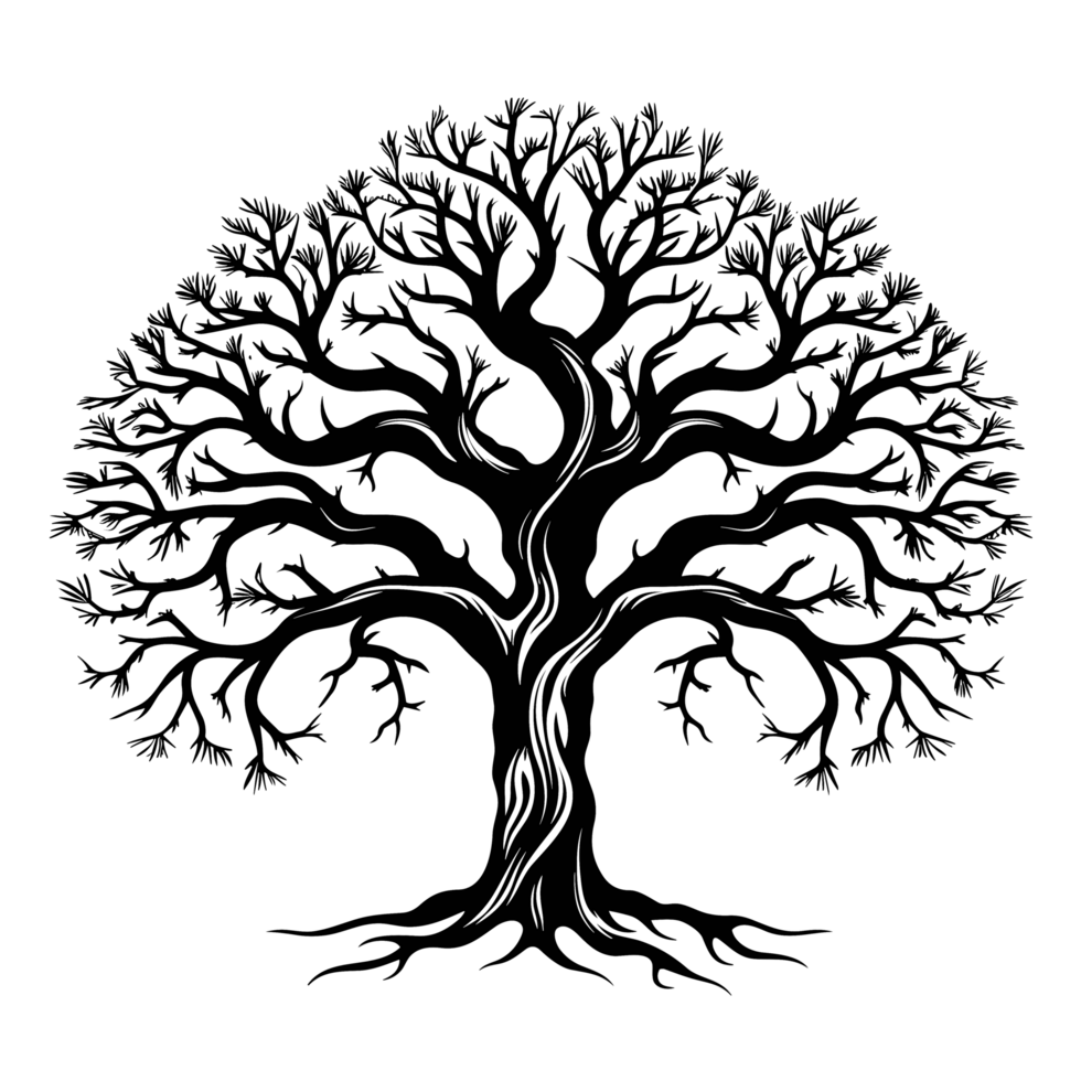 Beautiful Black And White Tree Silhouette - Ai Generative png