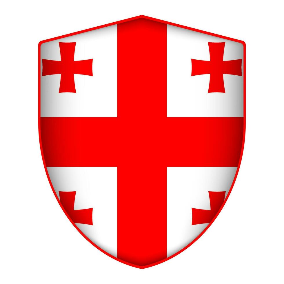 Georgia flag in shield shape. Vector illustration.