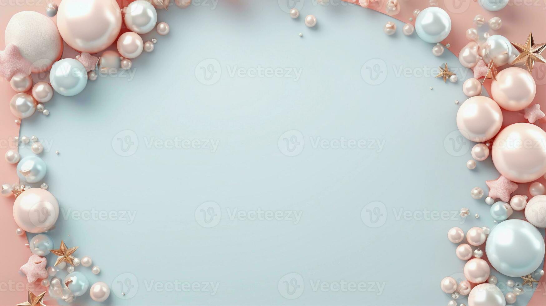 space for text on pastel background surrounded by jewelries, background image, AI generated photo