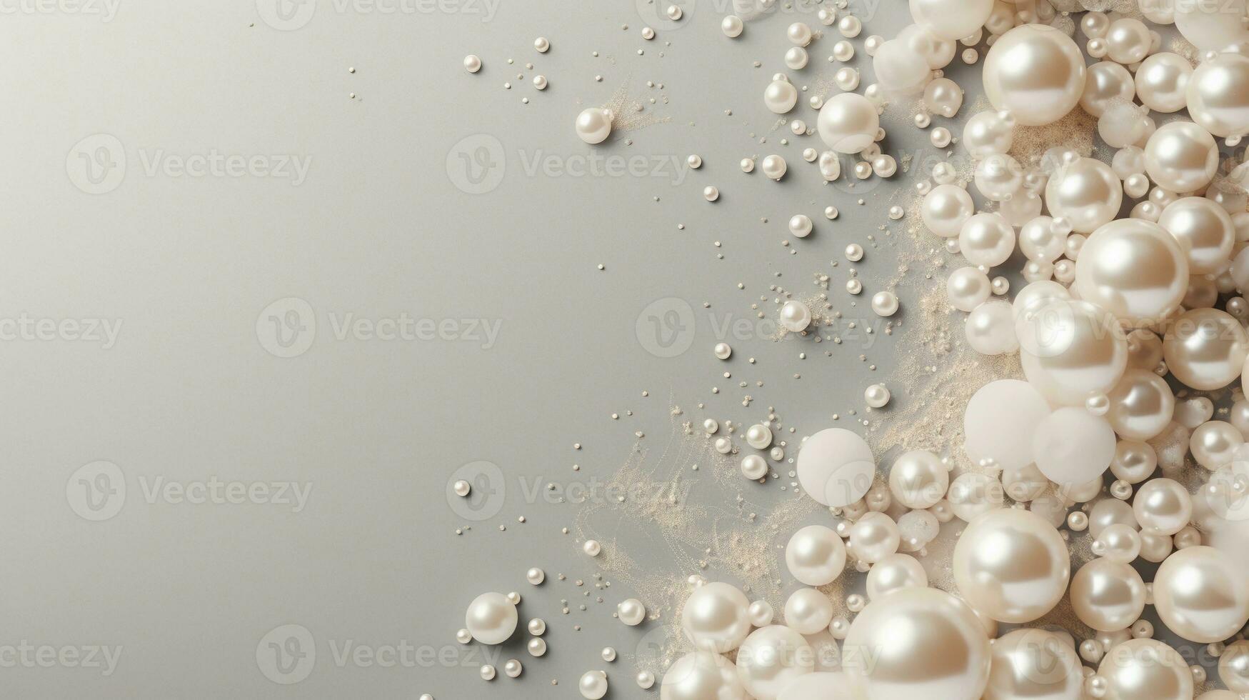 space for text on textured background surrounded by beautiful pearls, background image, AI generated photo