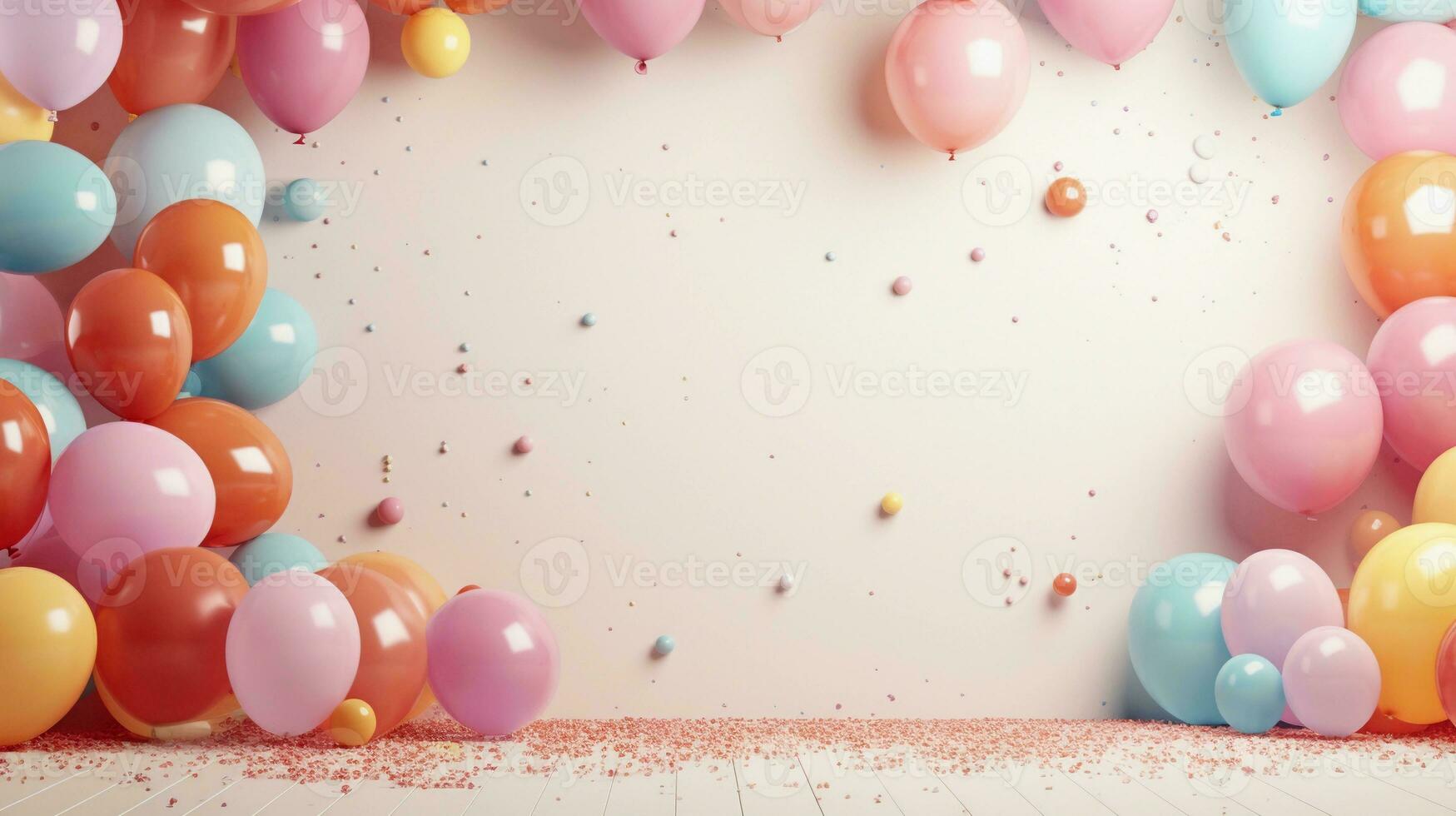 space for text on textured background surrounded by beautiful balloons, background image, AI generated photo
