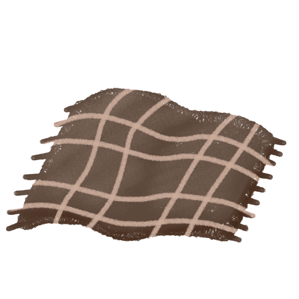 a brown and white checker blanket on a transparent background png