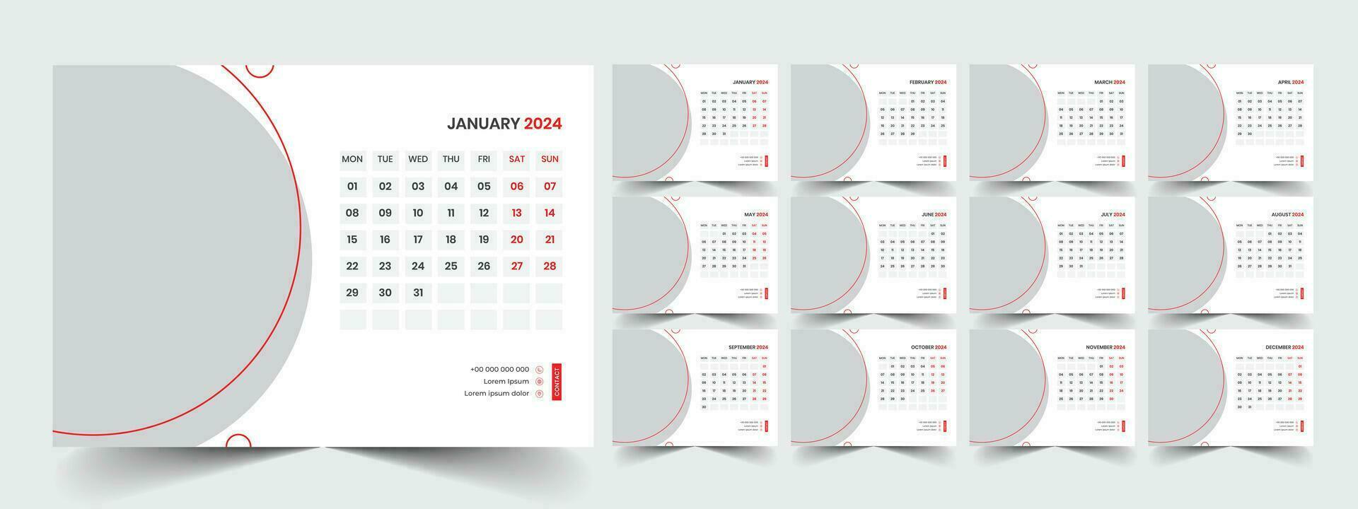 escritorio calendario modelo 2024 vector