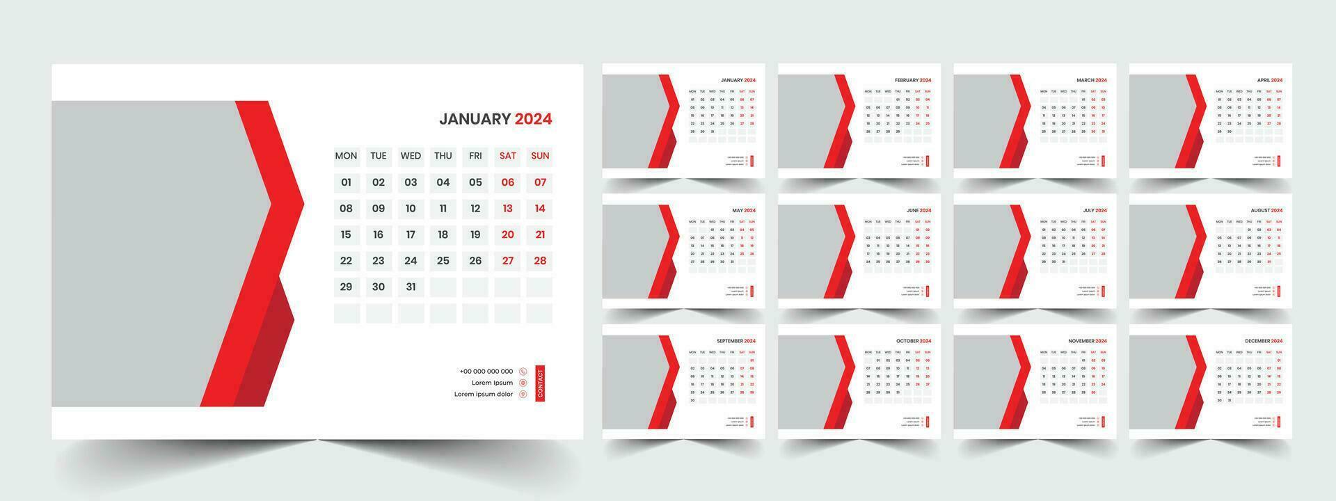 Desk Calendar Template 2024 vector
