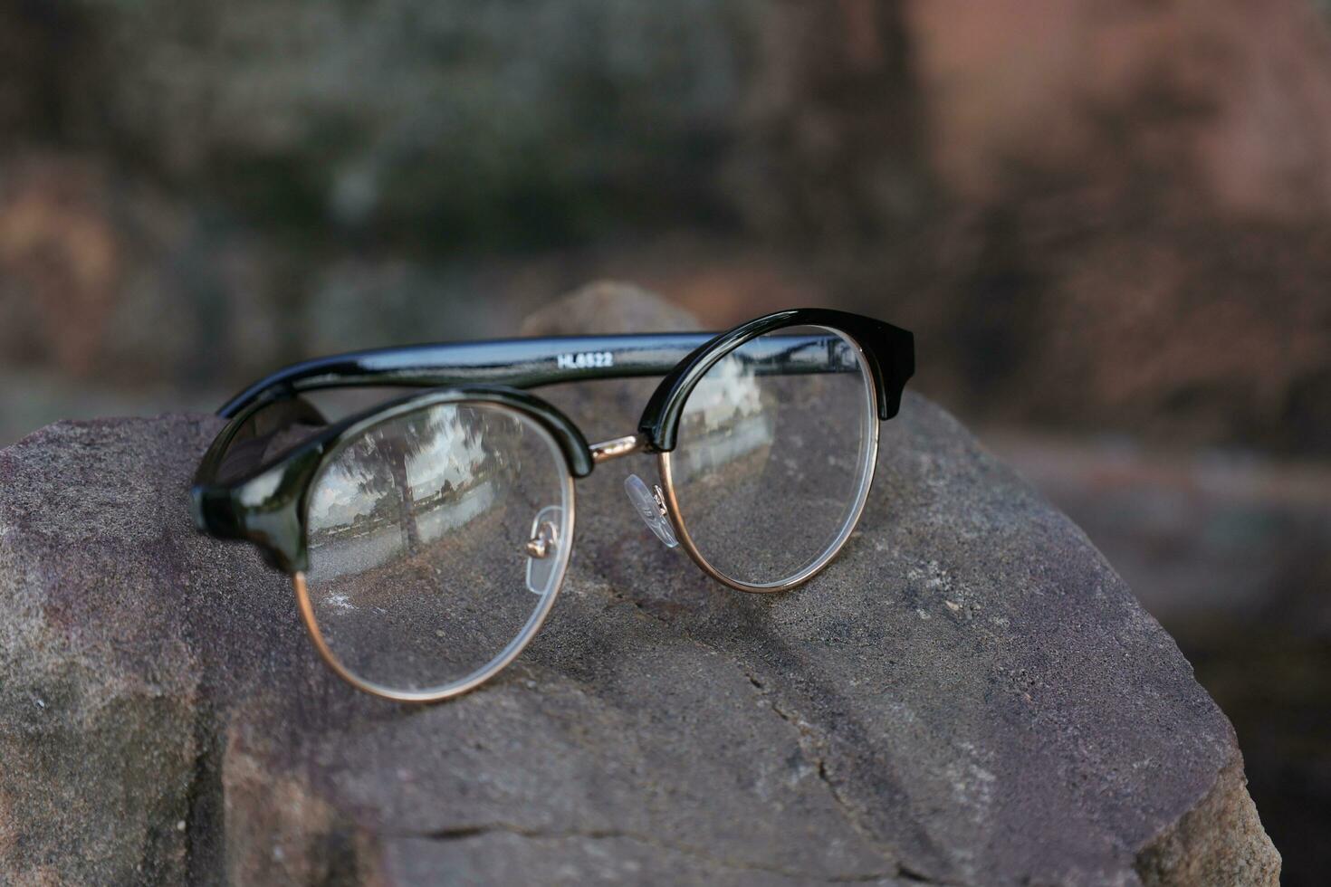 Glasses on blur background photo