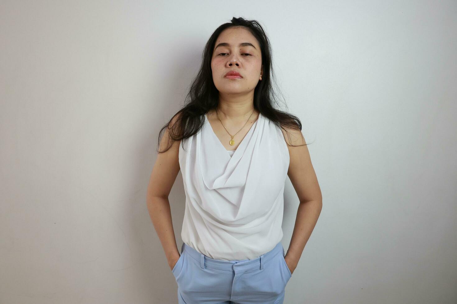 Woman on white background, people on white background photo
