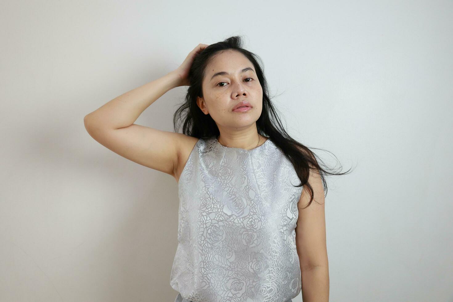 Portrait of a woman on white background, portrait of a person photo