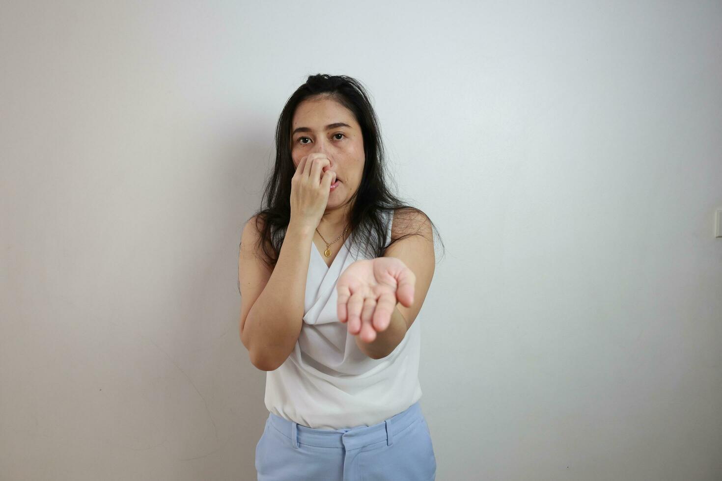 Woman on white background, people on white background photo