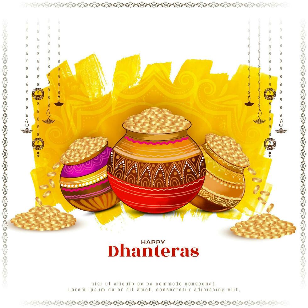 contento Dhanteras indio propicio festival religioso saludo antecedentes vector