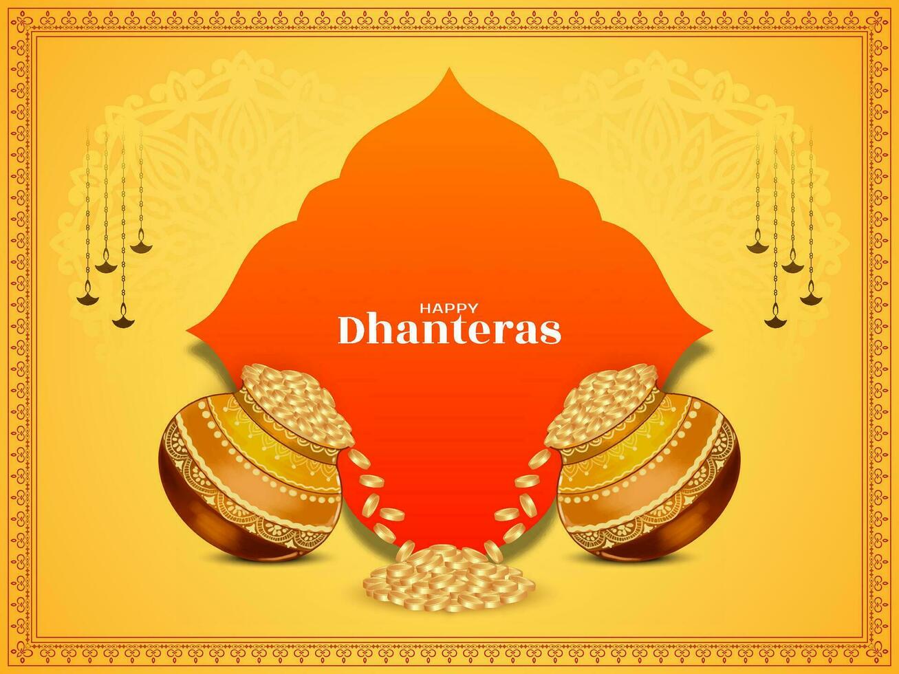 Happy Dhanteras Indian auspicious festival religious greeting background vector