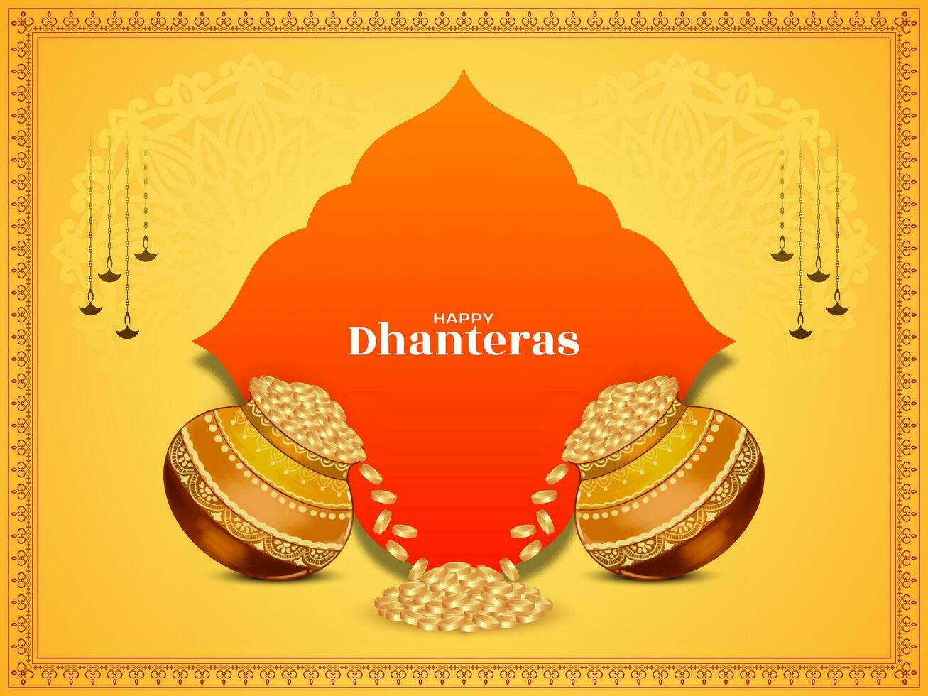 Happy Dhanteras Indian auspicious festival religious greeting background vector