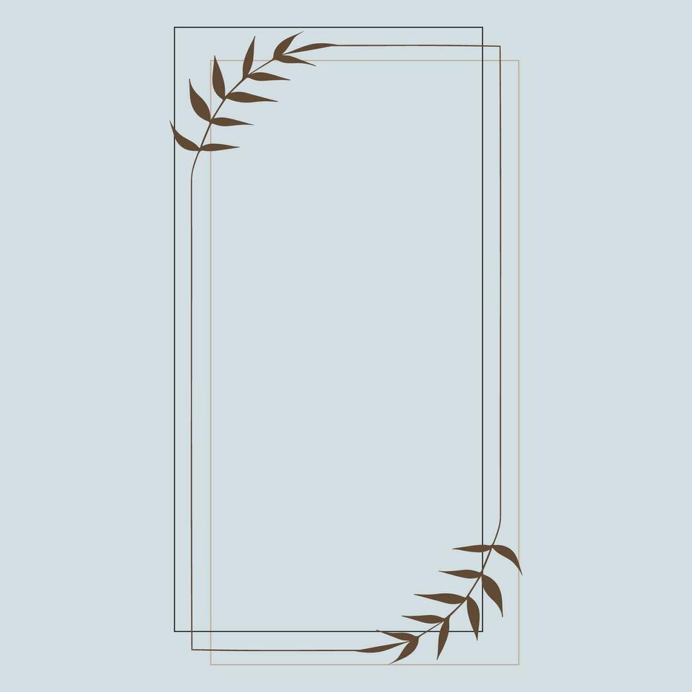 Abstract frame made of branches, leaves and geometric shapes vector