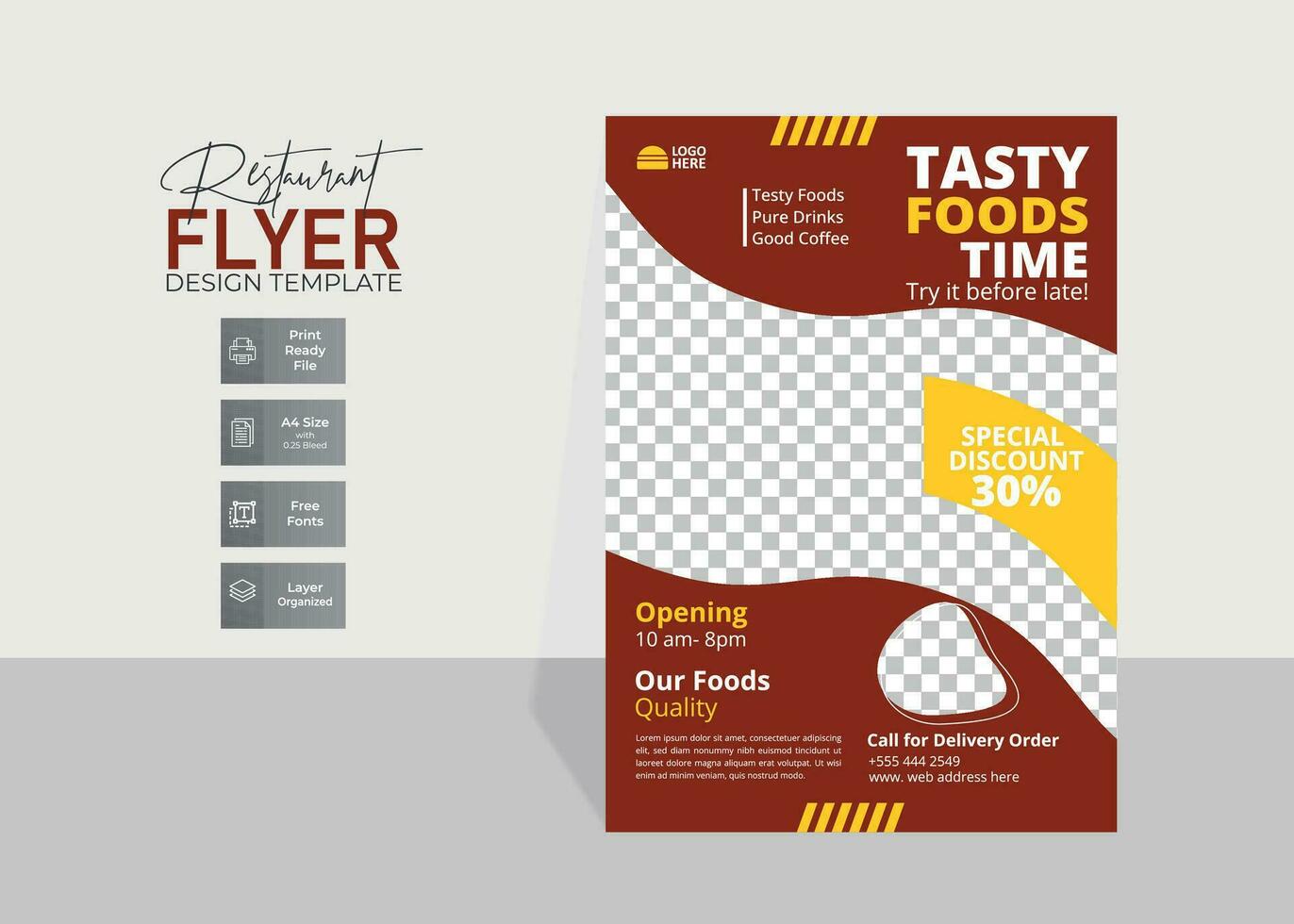 Restaurant food flyer template design or food menu design vector