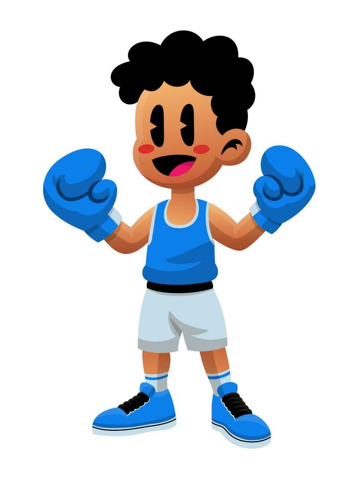 contento dibujos animados chico Boxer jugador ilustración vector