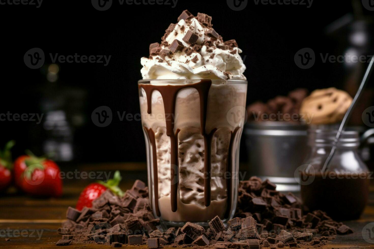 Decadent Chocolate milkshake cream. Generate Ai photo
