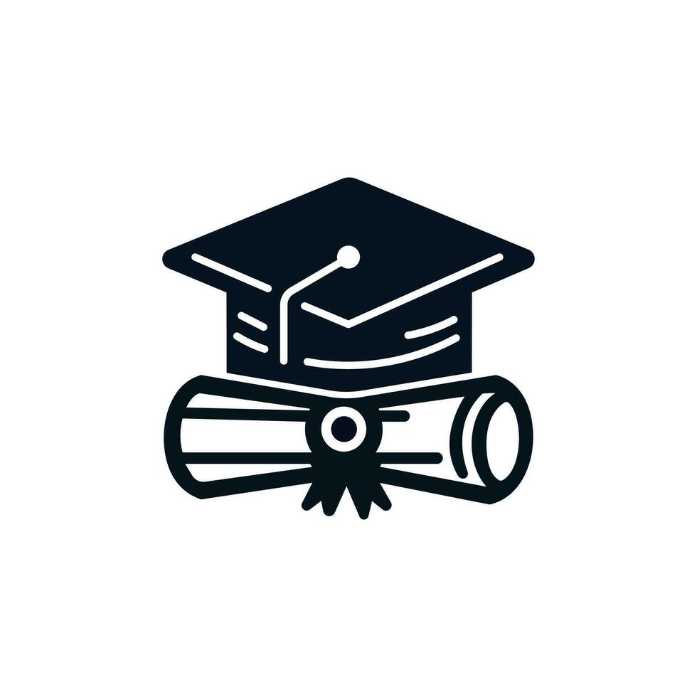 Folded diploma and cap icon. Vector illustration