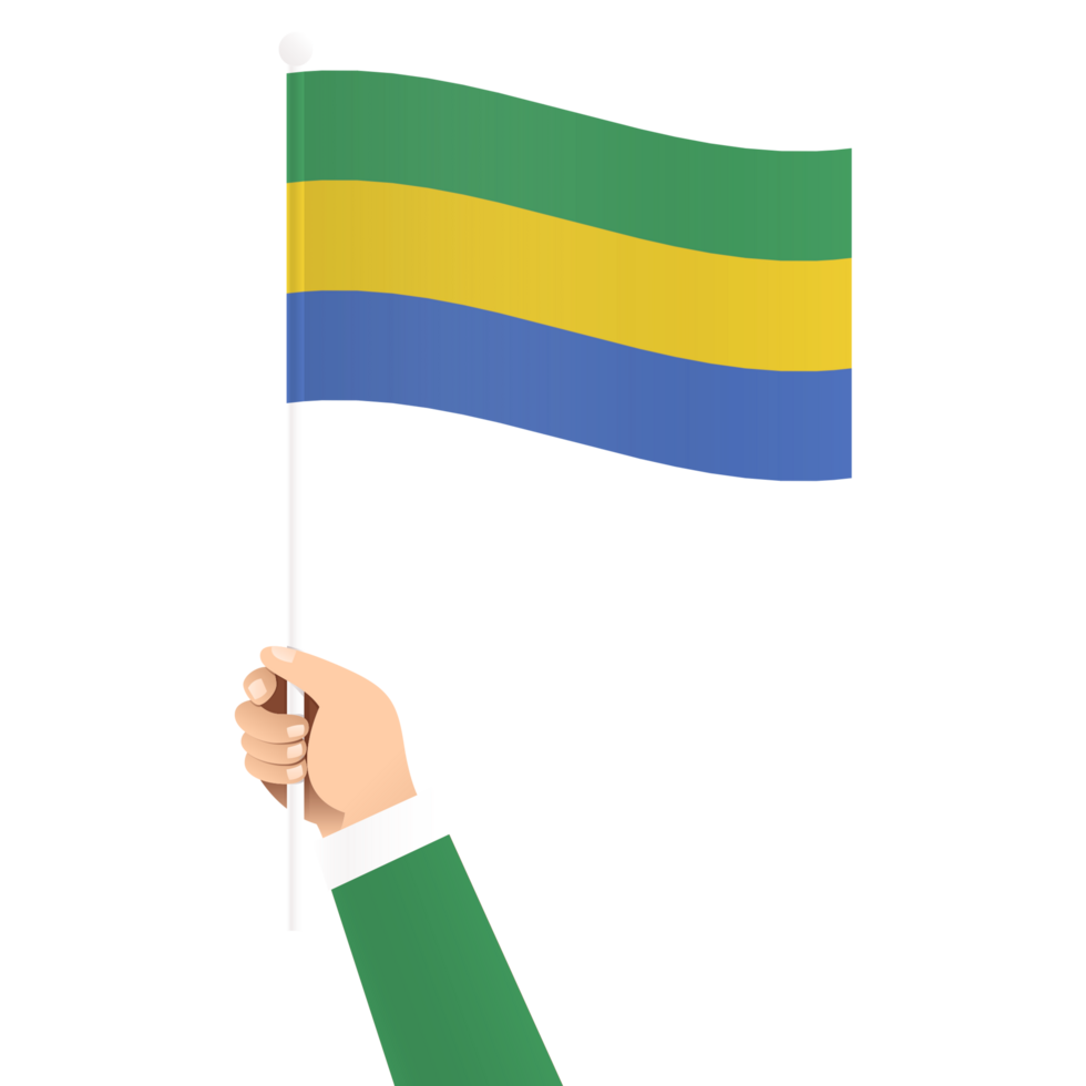 Hand Holding Gabon National Flag Isolated Transparent Simple Illustration png