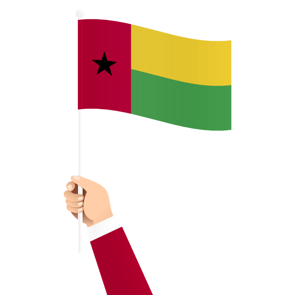 Hand Holding Guinea Bissau National Flag Isolated Transparent Simple Illustration png