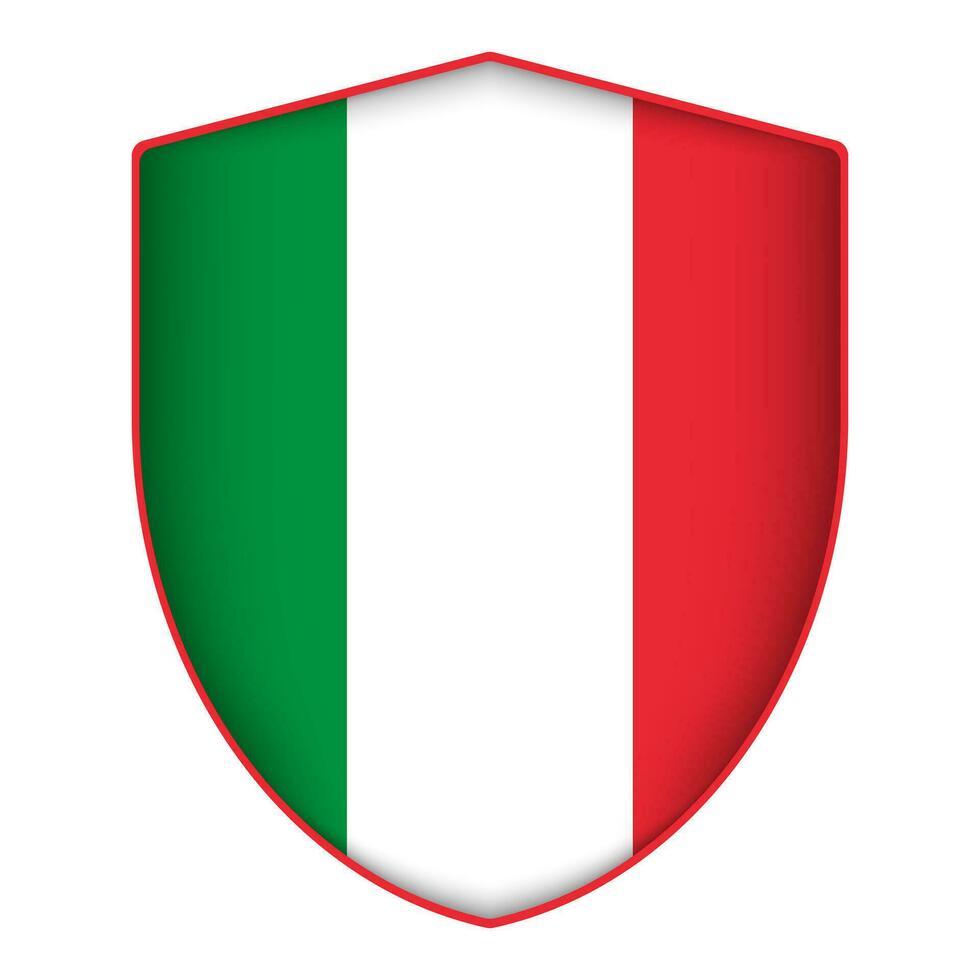 Italy flag in shield shape. Vector illustration.